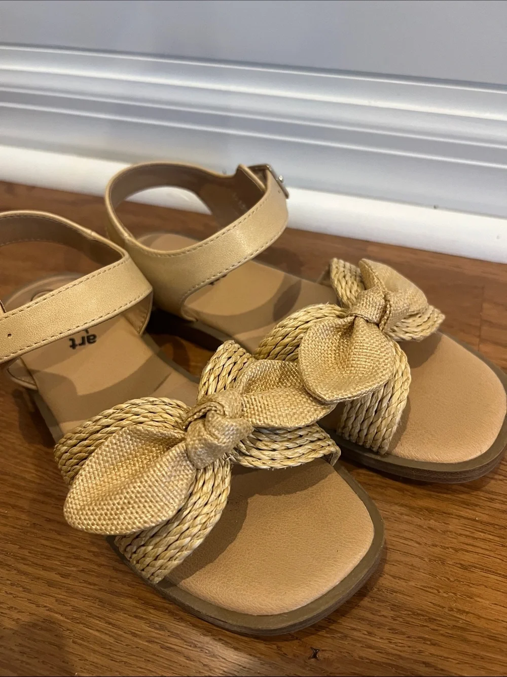art class Braided Bow Ankle-Strap Sandals in Beige